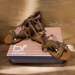 Rose Gold Women’s Sandals Swarovski Tassel New In Box Size 8